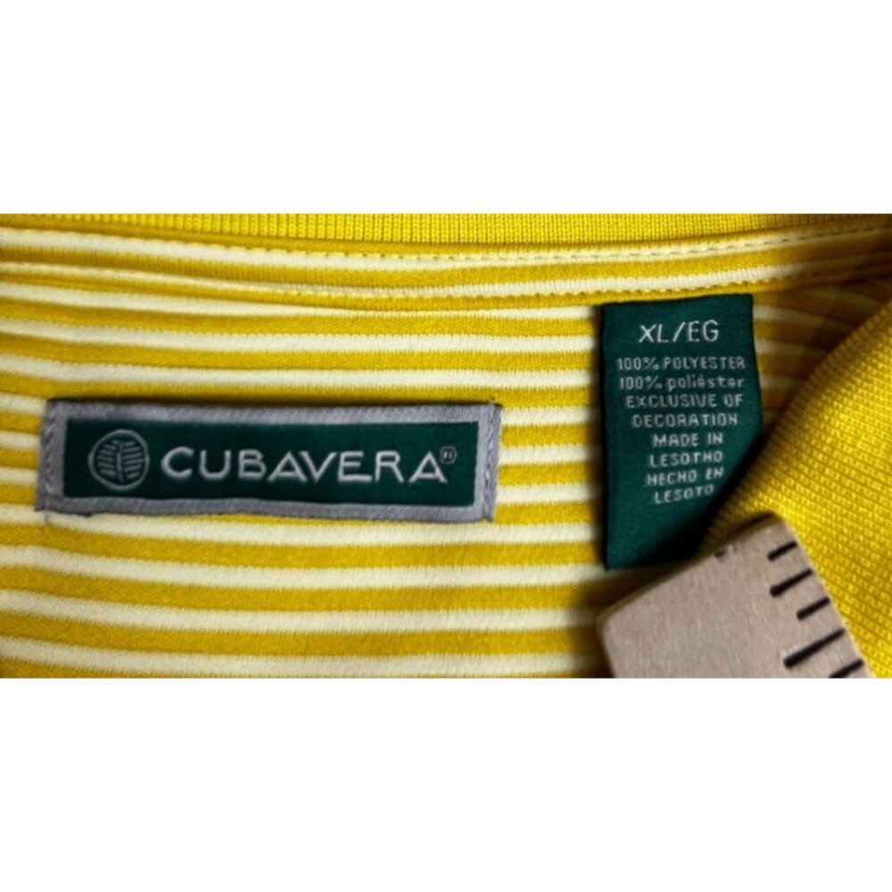 Los Angeles Rams Polo Mens XL Yellow Striped Shirt Cubavera Embroidered Stretch - Picture 3 of 7